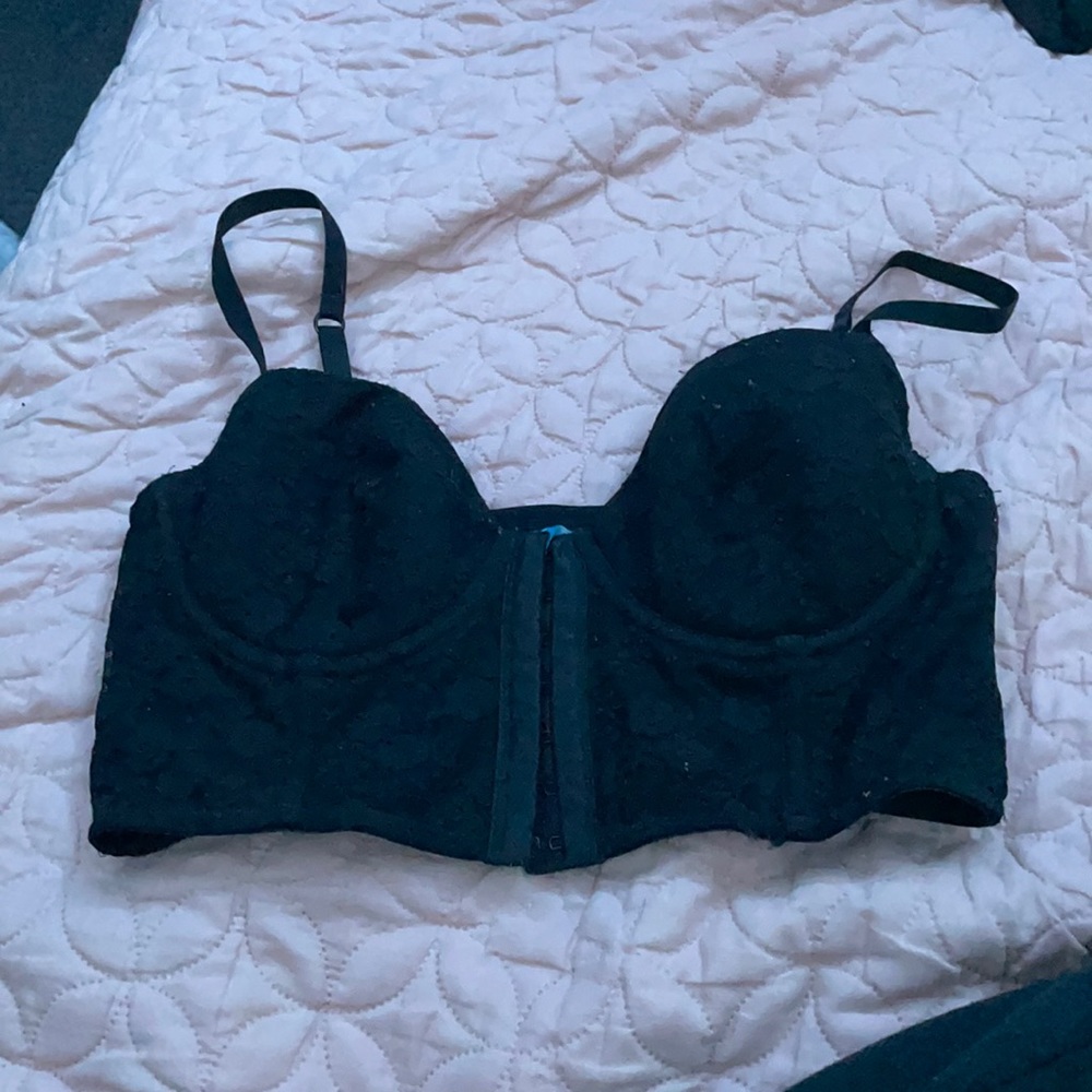 A black corset bra top